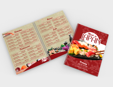 Cardápio Wire-o com 8 Páginas em PVC 0,76mm Fosco Frente e Verso 21,5x29cm - 4x4 - 5 unid