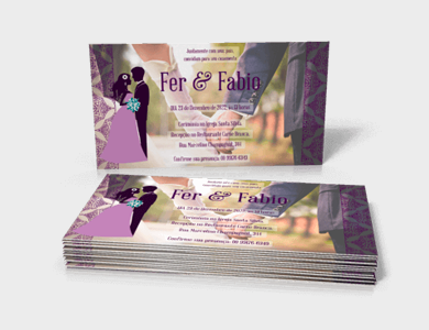 Convite Couchê 300g Laminação Fosca com Verniz Localizado e Hot Stamping 15x18cm - 4x0 - 1000 unid