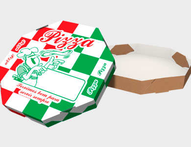 Caixa de Pizza Estampada Octagonal 30x30cm - 500 unid